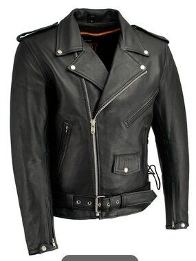 Milwaukee Leather Men's Premium Black Leather Motorcycle Jacket / LARGE TALL
